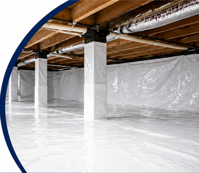 Clean encapsulated crawlspace