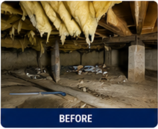 Before crawlspace cleanup